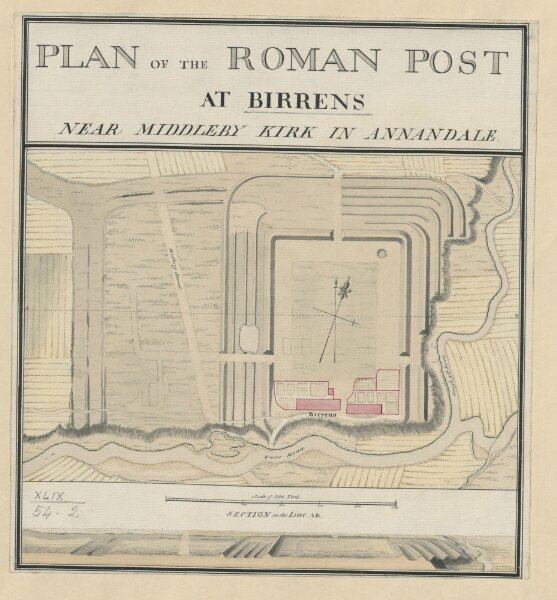PLAN OF THE ROMAN POST AT BIRRENS NEAR MIDDLEBY KIRK IN ANNANDALE.