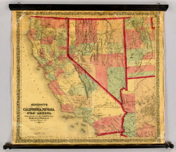Bancroft's Map Of California, Nevada, Utah And Arizona.