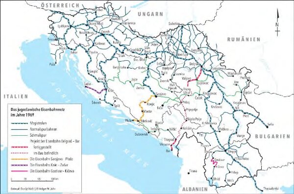 Das jugoslawische Eisenbahnnetz im Jahre 1969