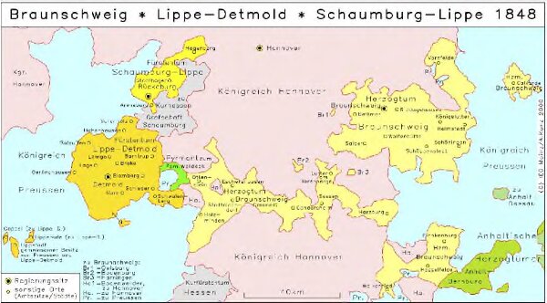 Braunschweig, Lippe-Detmold, Schaumburg-Lippe 1848