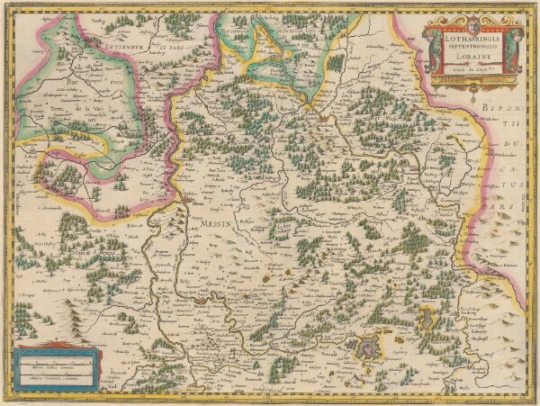 Lotharingia Septentrionalis Loraine vers le Sept.ion [Karte], in: Gerardi Mercatoris et I. Hondii Newer Atlas, oder, Grosses Weltbuch, Bd. 2, S. 41.