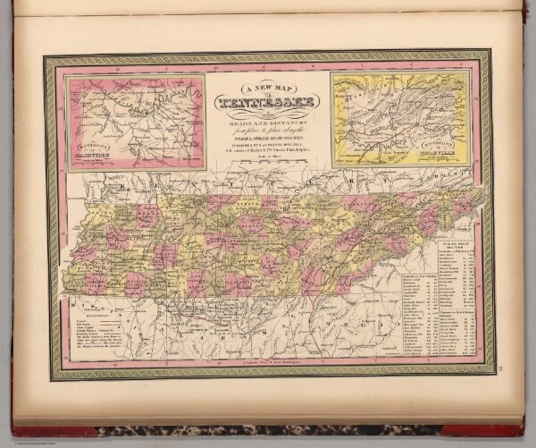New Map of Tennessee with its Canals, Roads & Distances