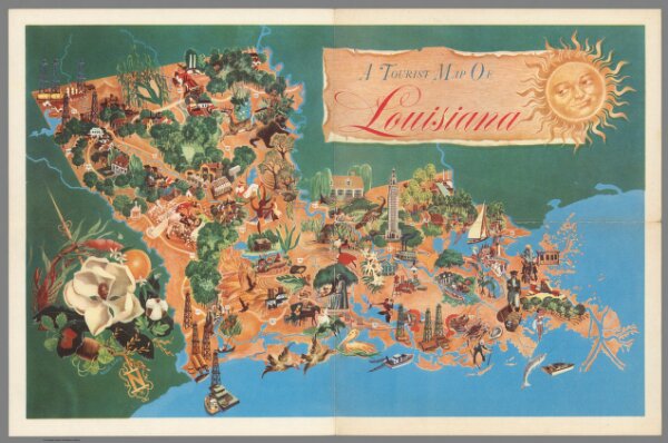 A Tourist Map Of Louisiana.