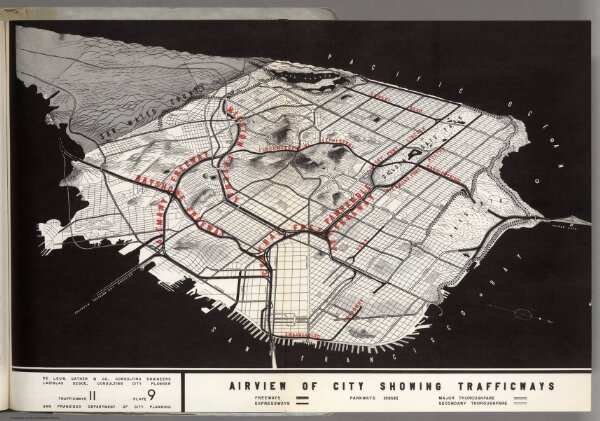 (San Francisco) Airview of city showing trafficways. Trafficways 11 Plate 9