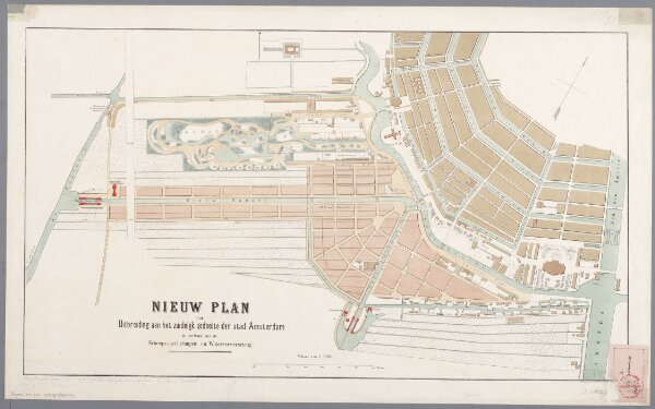 Nieuw plan van uitbreiding aan het zuidelijk gedeelte der stad Amsterdam in verband met de scheepvaartbelangen en waterverversching