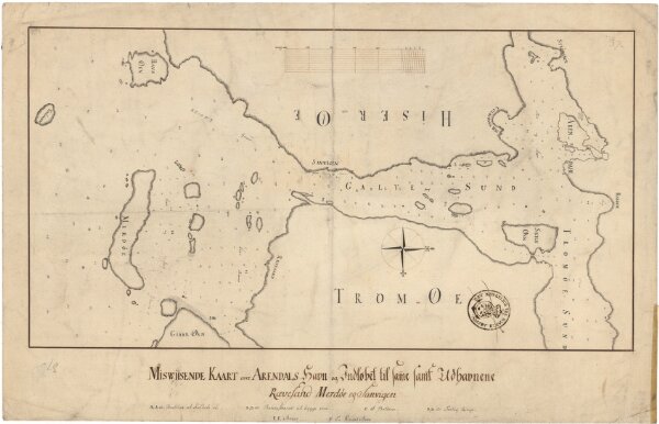 Museumskart 6 Miswiisende Kaart over Arendals havn og Indløbet til same samt Udhavnene