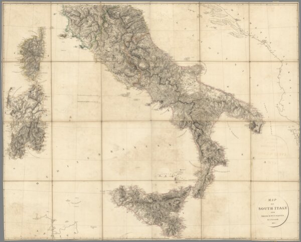 Composite Map:  Map of South Italy and Adjacent Coasts.