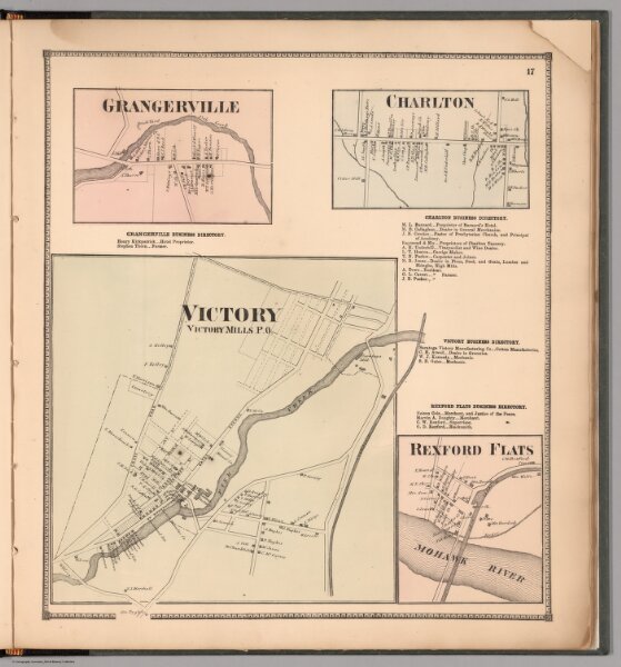 Grangerville.  Charlton.  Victory, Victory Mills P.O.  Rexford Flats, (Rexford) New York.