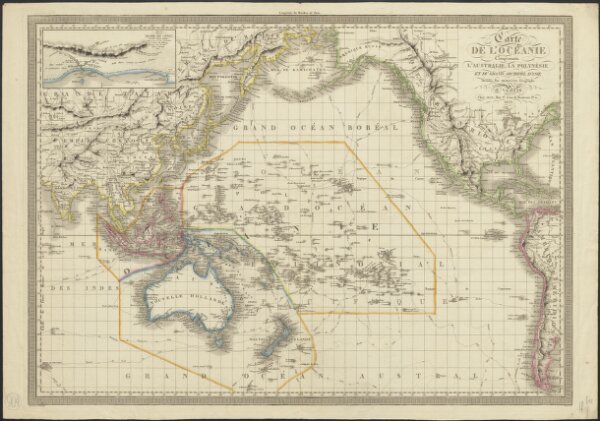 Carte de l'Océanie comprenant l'Australie, la Polynésie et du Grand Archipel d'Asie