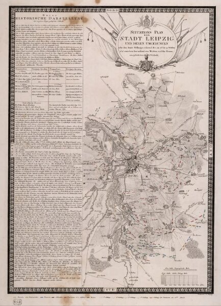Situations Plan der Stadt Leipzig und deren Umgebungen nebst den Armee Stellungen während der am 16. bis 19. October 1813 zwischen den verbündeten Mächten und den Franzosen gelieferten Schlacht