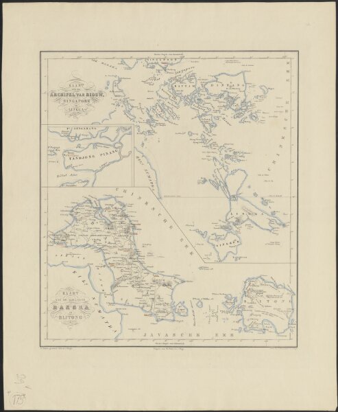 Kaart van den Archipel van Riouw, Singapore en Lingga [and] Kaart van de eilanden Bangka en Blitong