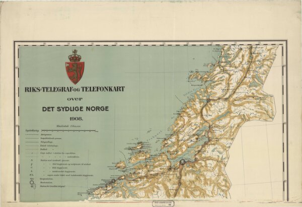 Spesielle kart 86 nord: Riks-Telegraf og Telefonkart over det sydlige Norge