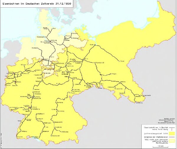 Eisenbahnen im Deutschen Zollverein 31.12.1850