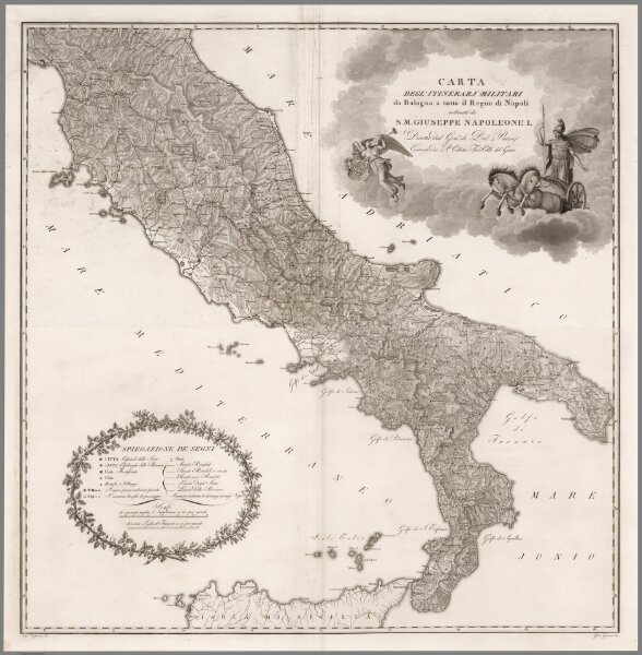 Composite: Carta del’ itinerarj militari da Bologna a tutto il Regno di Napoli.