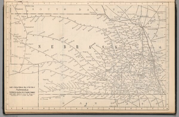 Railway Distance Map of the State of Nebraska