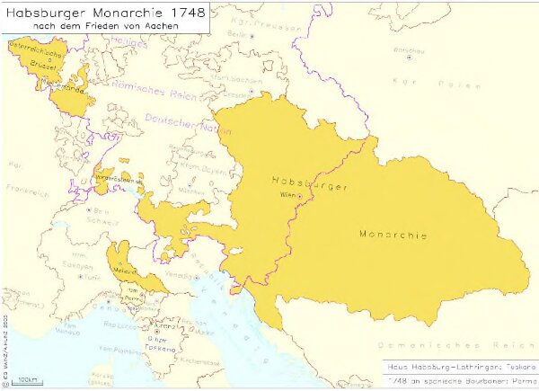 Habsburger Monarchie 1748 nach dem Frieden von Aachen