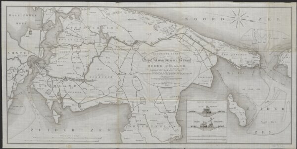 Algemeene kaart van het Groot Amsterdamsch Kanaal door Noord Holland : voor de koopvaardijvaart en s' Konings Marine tusschen het Y en de reede van Texel, ondernomen in 1819 en voltooid in 1825