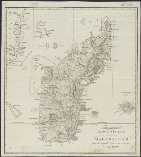 Topographical map of the Island of Madagascar