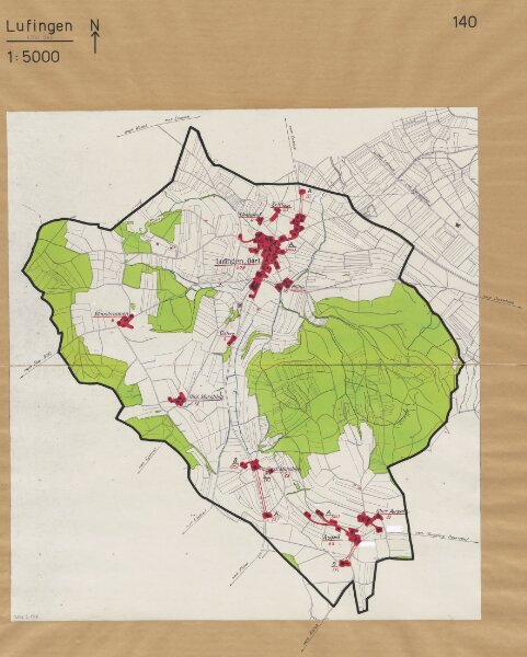 Lufingen: Definition der Siedlungen für die eidgenössische Volkszählung am 01.12.1960; Siedlungskarte Nr. 140