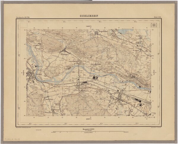Topographischer Atlas der Schweiz (Siegfried-Karte): Den Kanton Zürich betreffende Blätter: Blatt 158: Schlieren