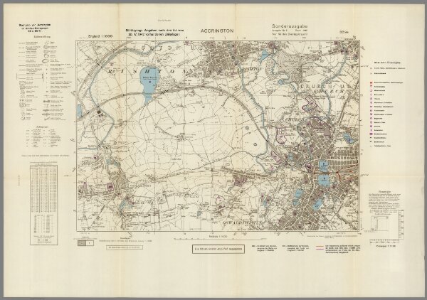 Street Map of Accrington, England with Military-Geographic Features.  BB 9e.