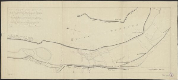 Kaart van de situatie der rivier de Lek bij den Hagestijnsche Schaardyk in de maand April 1797 by een laage rivier van 5 1/2 voeten aan het peil te Cuijlenburg ...