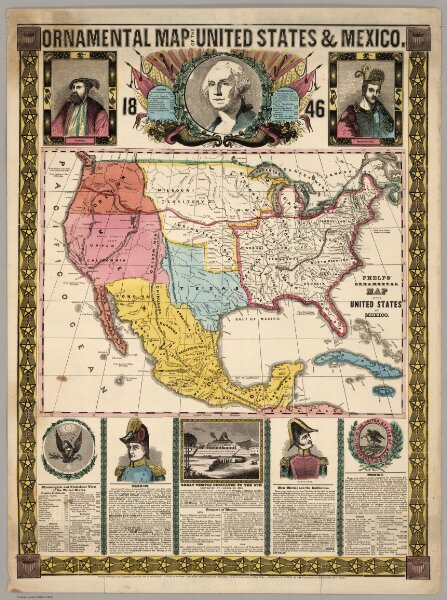 Ornamental Map Of The United States and Mexico, 1846