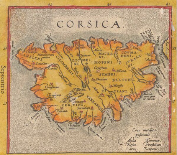 Corsica. [Karte], in: Theatrum orbis terrarum, S. 416.