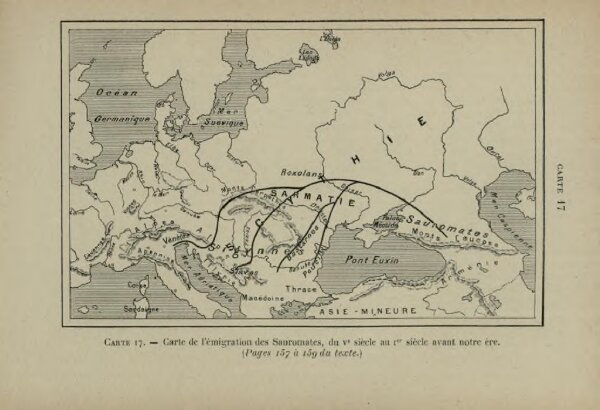 Carte de l’émigration des Sauromates, du 5e siècle au 1er siècle avant notre ère