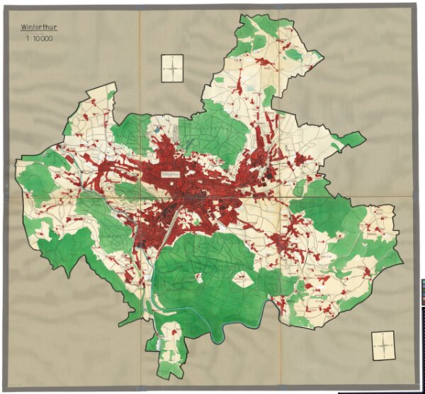 Winterthur: Definition der Siedlungen für die eidgenössische Volkszählung am 01.12.1950; Siedlungskarte