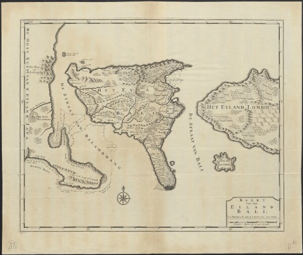 Kaart van het eyland Bali