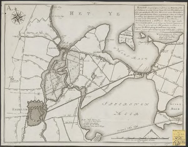 Kaart (gecopieert uyt de groote kaart van Rhynland d'AÂ° 1687) waar in vertoont word, een concept boven boezem op tweederley wyze, met derzelver boven molens omtrent Spaerendam ...