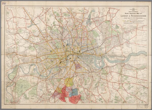 [Kaart], uit: Bartholomew's road surface map of London & neighbourhood