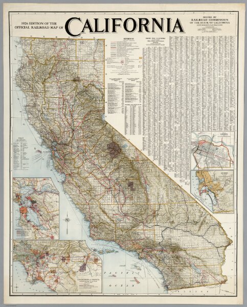 Official Railroad Map Of California, 1926