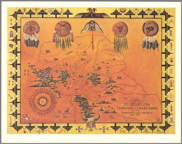 Map of the territory of Crazy Horse and the Thunder Cult Society 1841 - 1877