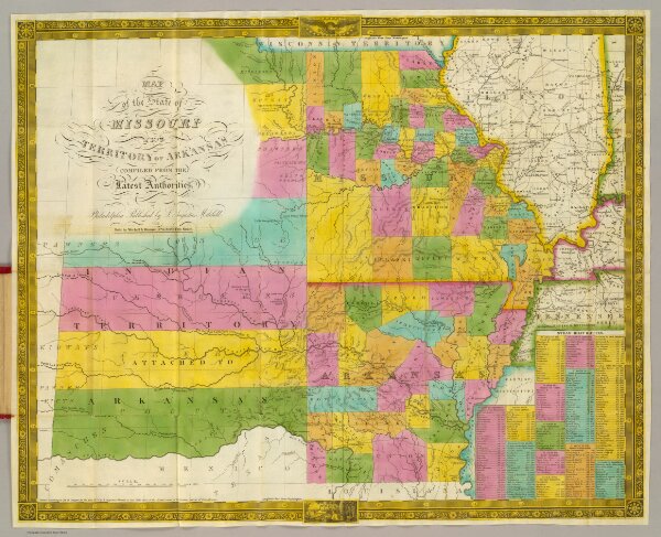 Map of the state of Missouri and territory of Arkansas.