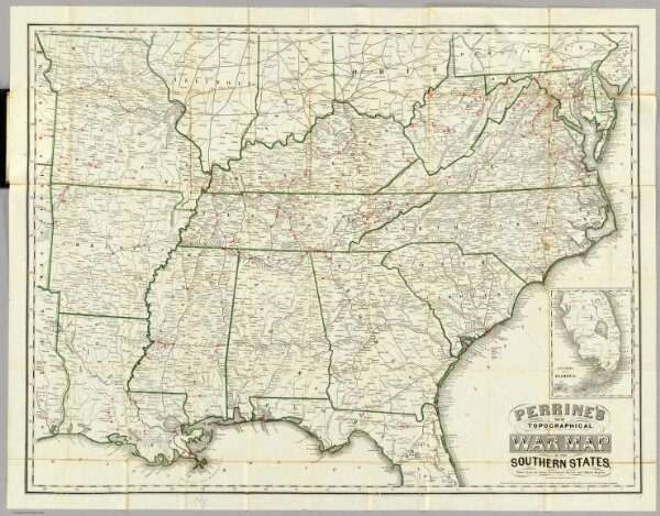 Perrine's New Topographical War Map Of The Southern States.