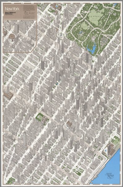 Map of Midtown Manhattan in Detailed Axonometric Projection. New revised ed.
