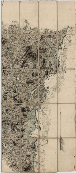 Jegerkorps nr 16: Kart over Aremark og Rakkestad sogner med annekser, øst