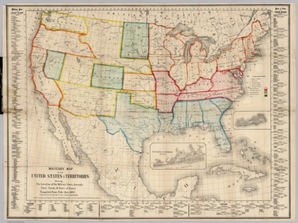 Military Map Of The United States & Territories