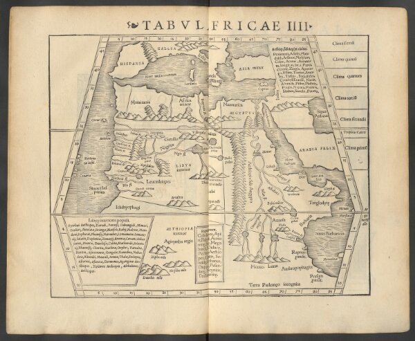 Tabula Africae IIII. [Karte], in: Claud. Ptolemaeus. Geographia lat. cum mappis [...], S. 293.