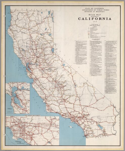 Road Map of the State of California, 1938.