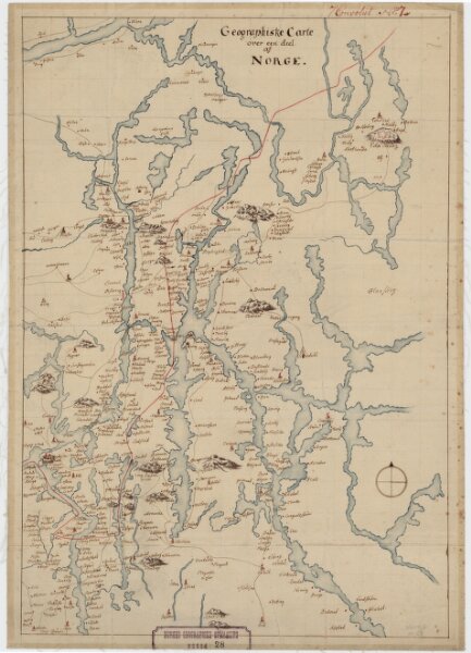 Norge 28: Geographiske Carte over en Deel af Norge. Fra Fredrikshald til Mangen med tilgrænsende Dele av Sverige