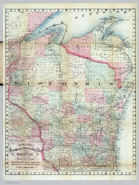 Rail Road & Township Map Of Wisconsin