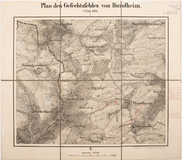 Plan des Gefechtsfeldes von Hundheim