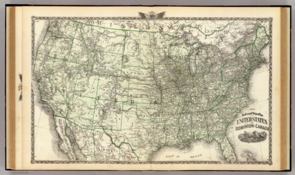 New railroad map of the United States, and Dominion of Canada.