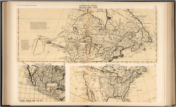Plate 23.  Facsimile Cartography 1492-1867.  Delisle Map, 1703.  Delisle Map 1750.  Bellin Map, 1743.