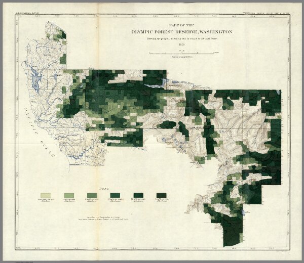 Plate LIII.  Land Classification in Olympic Forest Reserve, Washington, Showing Red Fir Percentage.