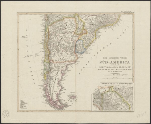 Der südliche Theil von Süd-America enthaltend Bolivia, das südliche Brasilien, Paraguay, La Plata Staaten, Chile und die Südspitze