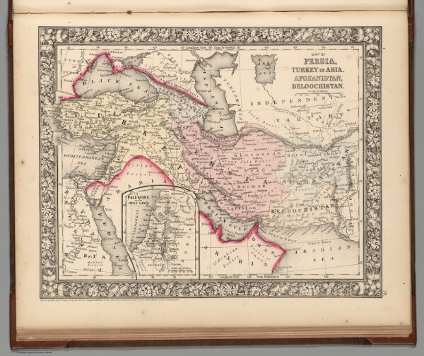Map of Persia, Turkey in Asia. Afghanistan, Beloochistan